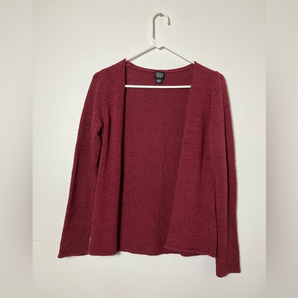 Eileen Fisher‎ Open Front Cardigan Sz PS Red Long Sleeves Classic Quite Luxury - Picture 1 of 7